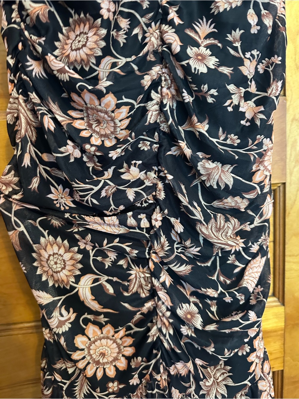 Anthropologie Black Maxi Dress with Blush Floral Print - Picture 2 of 6